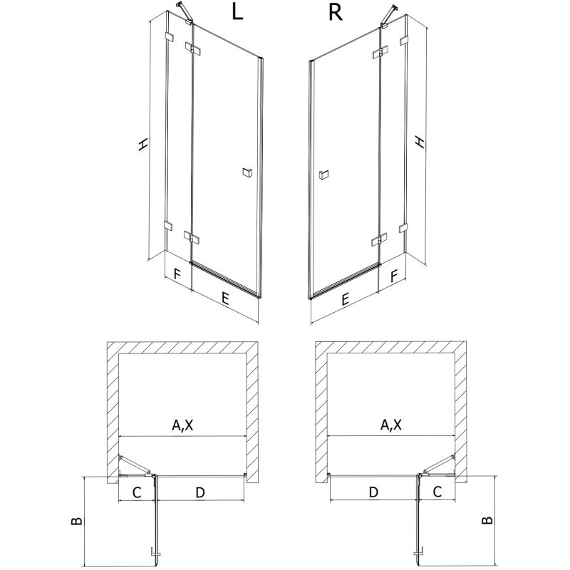 Mexen Lunar душ врати с отваряне надясно 140 cm, прозрачни, gun metal - 834-140-000-95-00-P