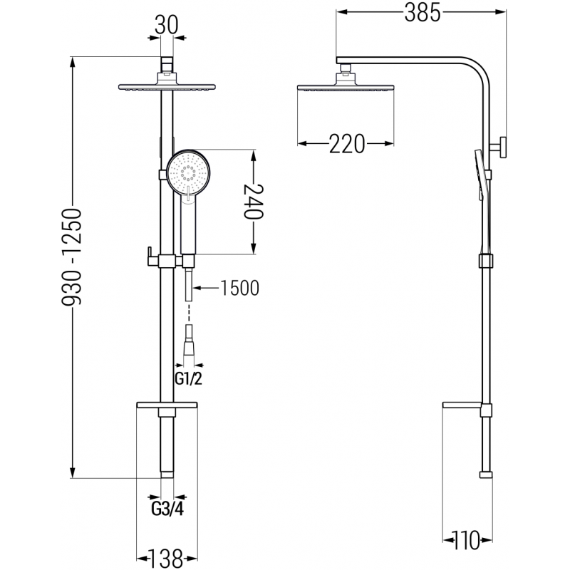 Mexen Q40 колона за душ, златна - 798404095-50
