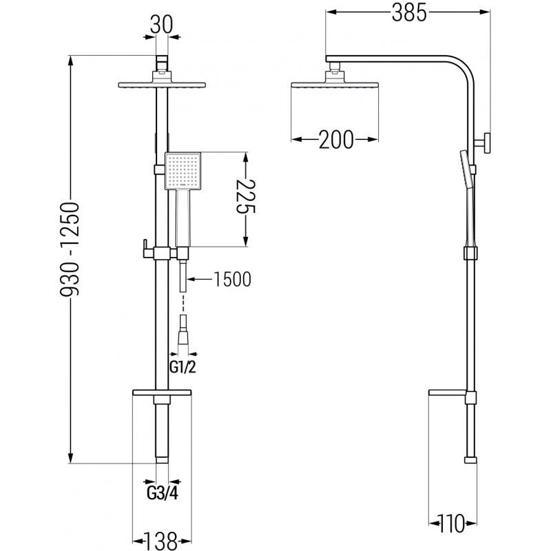 Mexen Q45 душ колона, златиста - 798454595-50