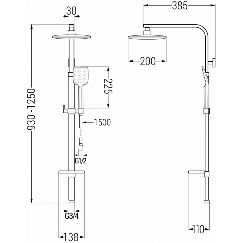 Mexen Q62 душ колона, графит - 798626295-66