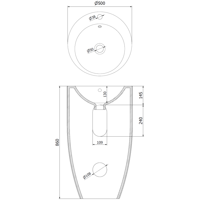 Mexen Alona самостоятелна мивка 50 x 50 см, черен мат - 26094870