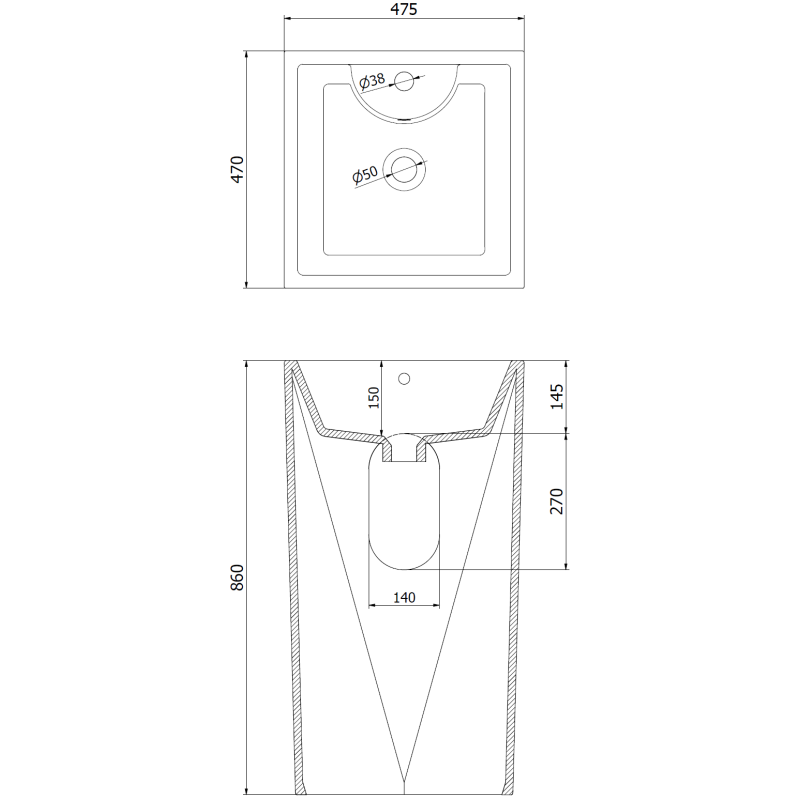Mexen Ida самостоятелна мивка 47 x 47 см, бяла - 26114600