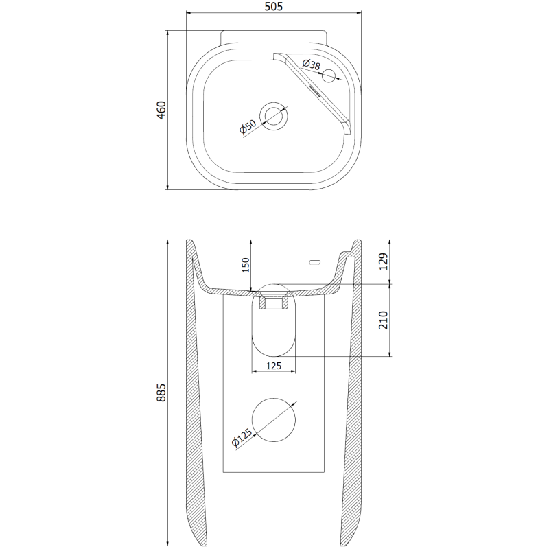 Mexen Irma свободностояща мивка 50 x 46 см, черна мат - 26145170
