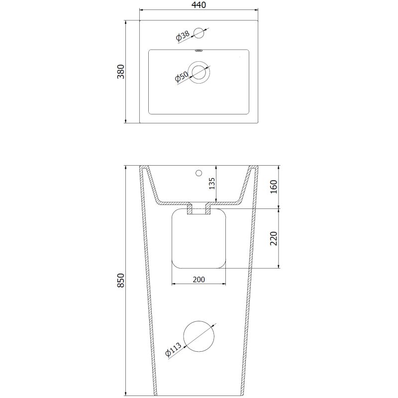 Mexen Liza самостоятелно стояща мивка 44 x 38 см, бяла - 26154400