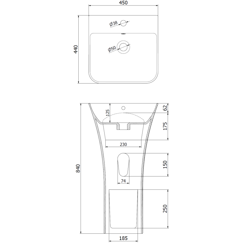 Mexen Nel свободностояща мивка 45 x 44 см, бяла - 26134500