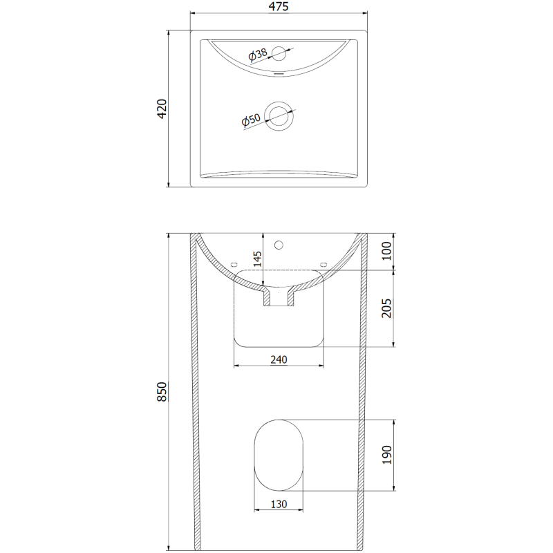 Mexen Oda самостоятелна мивка 47 х 42 см, бяла - 26124700