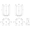 Mexen Lunar L полукръгла душ кабина с врата 80 x 80 см, прозрачна, златиста четкано - 833L-080L-080P-55-00