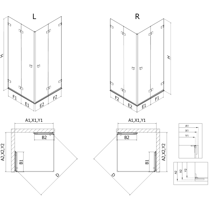 Mexen Lunar-F Duo сгъваема душ кабина 85 x 70 см, прозрачна, бяла - 836-085L-070P-20-00