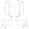Mexen Lunar параван за баня 2-крилен ляв 120 x 150 см, прозрачен, бял - 897-120-100-20-00-L