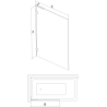 Mexen Lunar L панел за вана 1-крилен 70 x 150 см, прозрачен, четкан никел - 897L-070-000-97-00