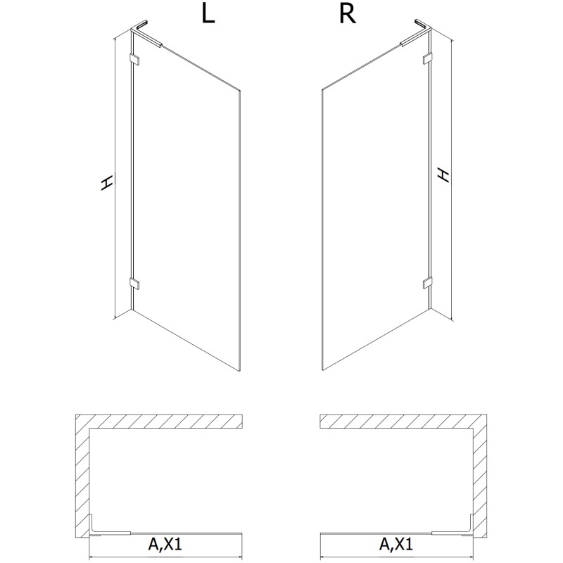 Mexen Lunar L Душ стена Walk-in лява 100 x 200 см, прозрачна 8 мм, хром - 830L-100-000-01-00-L