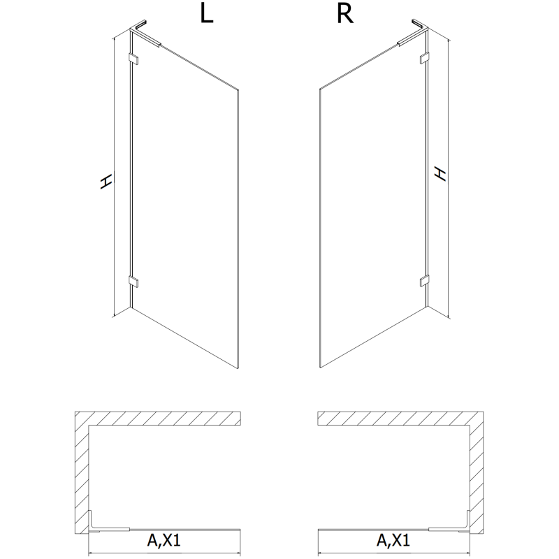 Mexen Lunar L стена за душ Walk-in лява 50 x 200 см, прозрачна 8 mm, розово злато - 830L-050-000-60-00-L
