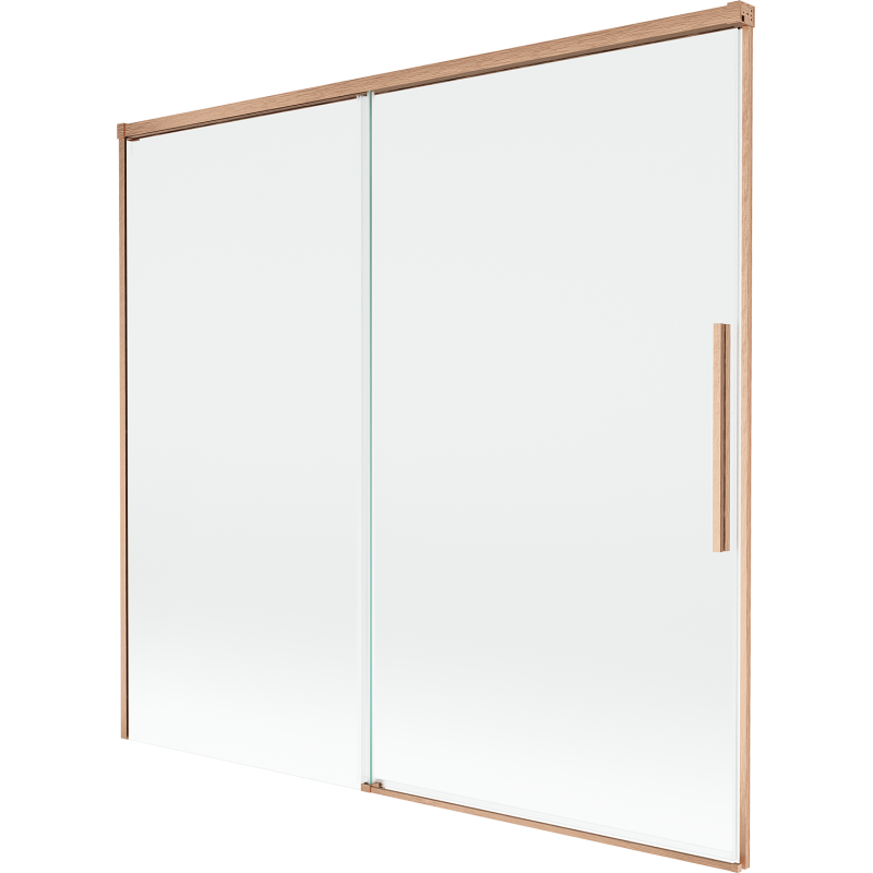 Mexen Rox двукрилен разтегателен параван за вана 170 x 150 см, прозрачен, четкана мед - 8C9-170-001-65-00