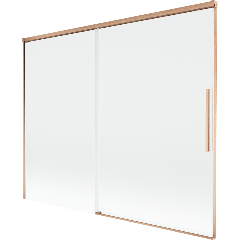 Mexen Rox параван за вана, двукрилен плъзгащ се 190 x 150 см, прозрачен, четкан мед - 8C9-190-001-65-00