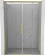 Mexen Rox Двойни плъзгащи се душ врати 160 см, прозрачни, четкано злато