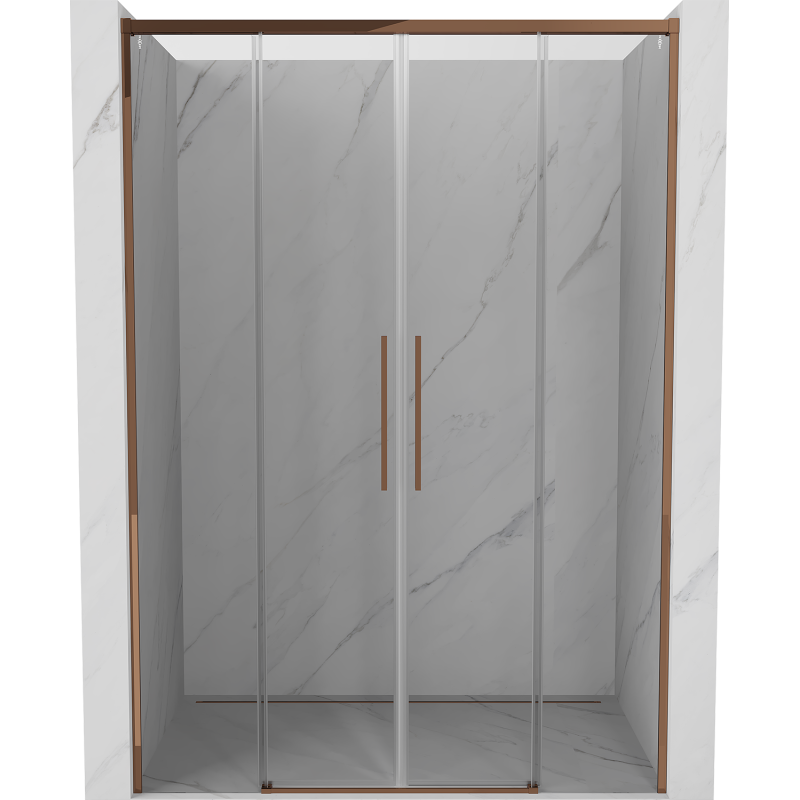 Mexen Rox плъзгащи се душ врати 150 см, прозрачни, розово злато - 8C2-140-002-60-00 - 8C2-150-002-60-00