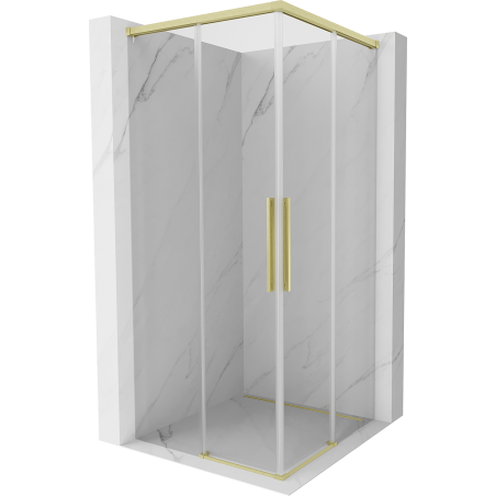 Mexen Rox Duo плъзгаща се душ кабина 85 x 85 см, прозрачна, златиста четка