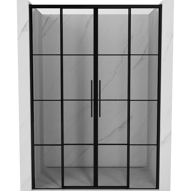 Mexen Rox Двойна плъзгаща се душ врата 160 см, черна решетка, черна