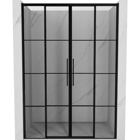 Mexen Rox плъзгащи се душ врати 160 см, черна решетка, черни - 8C2-160-002-70-77