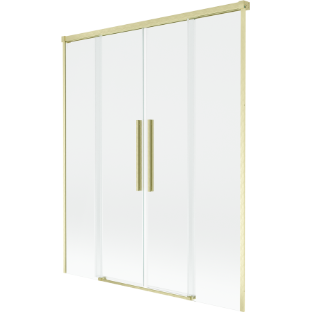 Mexen Rox 2-крилен плъзгащ се параван за вана 140 x 150 см, прозрачен, златен матиран - 8C9-140-002-55-00