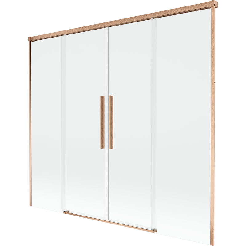 Mexen Rox параван за вана с 2 плъзгащи крила 170 x 150 cm, прозрачен, матирана мед - 8C9-170-002-65-00