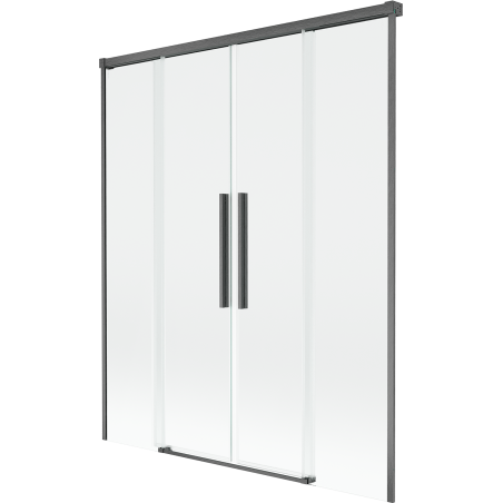 Mexen Rox двукрилен разтегателен параван за вана 160 x 150 см, прозрачен, четка сив металик - 8C9-160-002-66-00