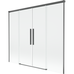 Mexen Rox двукрилен плъзгащ параван за вана 190 x 150 см, прозрачен, четкано оръдееносиво - 8C9-190-002-66-00