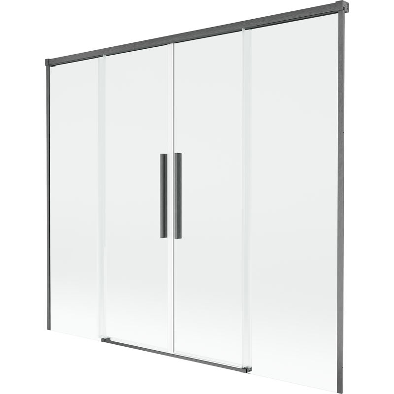 Mexen Rox двукрилен плъзгащ параван за вана 190 x 150 см, прозрачен, четкано оръдееносиво - 8C9-190-002-66-00