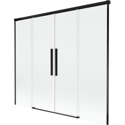 Mexen Rox сгъваем параван за вана с 2 крила 170 x 150 см, прозрачен, черен - 8C9-170-002-70-00