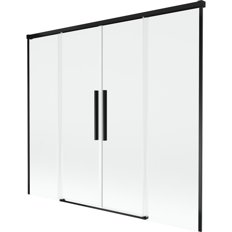 Mexen Rox душ екран с две крила, разтегаем 170 x 150 см, прозрачен, черен