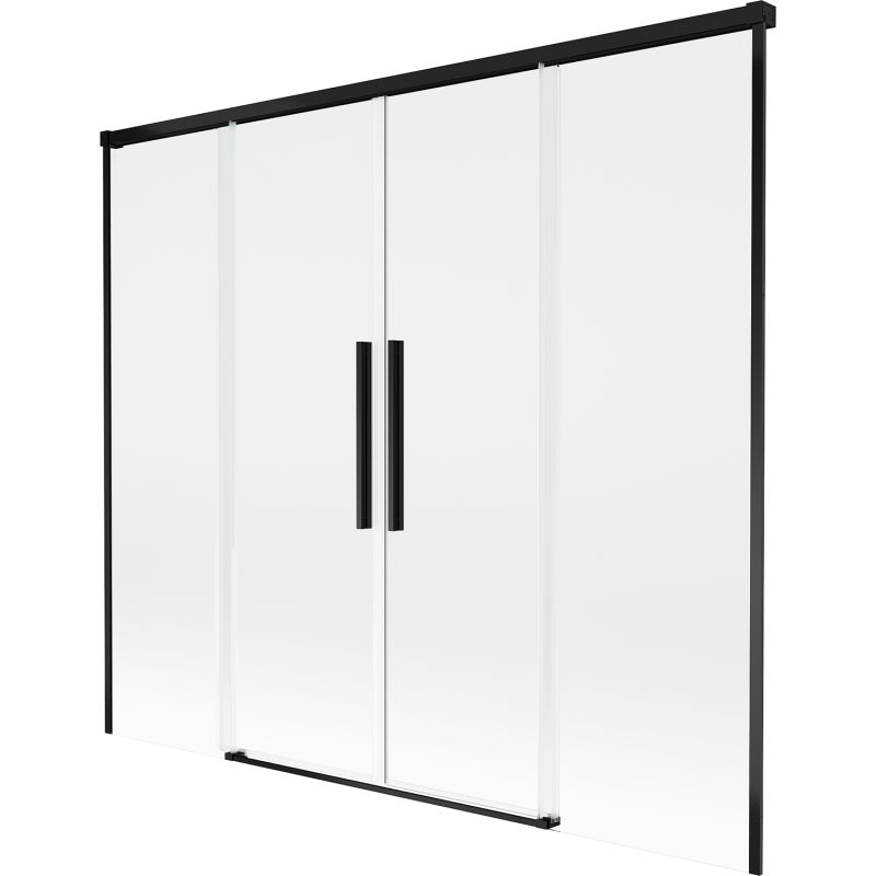Mexen Rox сгъваем параван за вана с 2 крила 170 x 150 см, прозрачен, черен - 8C9-170-002-70-00