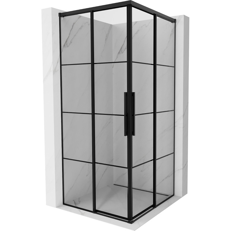 Mexen Rox Двойна плъзгаща се душ кабина 75 x 75 см, черна решетка, черна