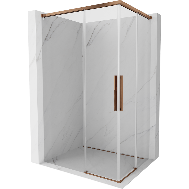 Mexen Rox Двойна плъзгаща се душ кабина 110 x 95 см, прозрачна, розово злато