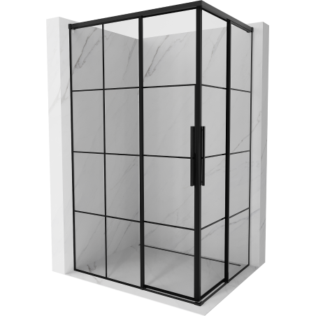 Mexen Rox Duo плъзгаща се душ кабина 110 x 75 см, черна мрежа, черна - 8C2D-110-075-70-77