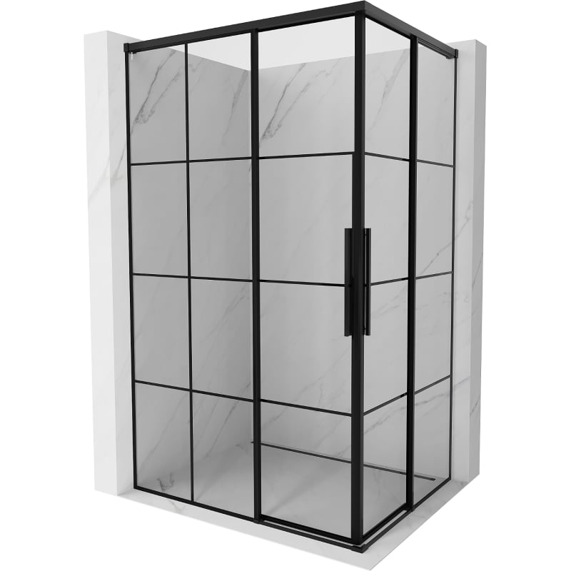 Mexen Rox Душ кабина Duo с плъзгащи врати 100 x 80 см, черна решетка, черна