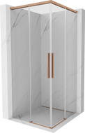 Mexen Rox Duo плъзгаща се душ кабина 100 x 100 cm, прозрачна, матирана мед