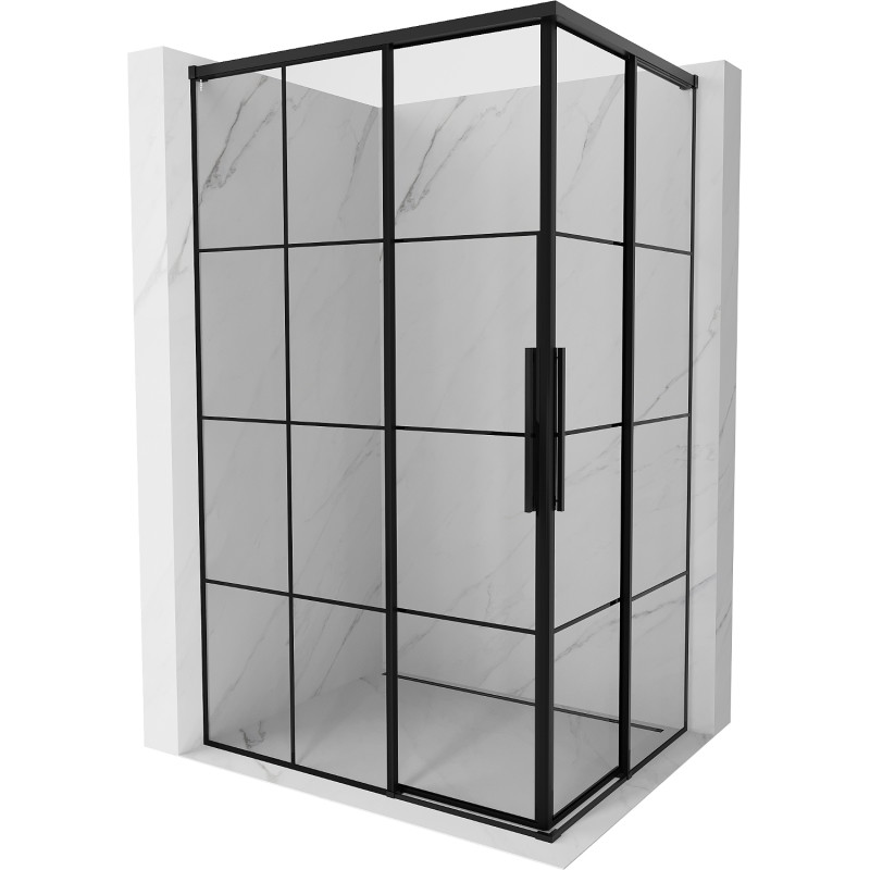 Mexen Rox Дуо плъзгаща се душ кабина 120 x 95 см, черна решетка, черна