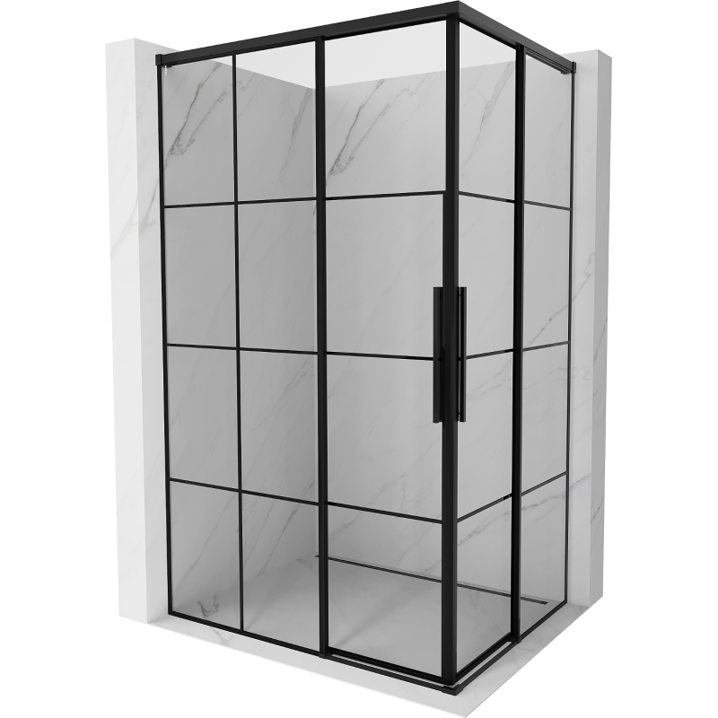 Mexen Rox Двойна плъзгаща душ кабина 120 x 100 см, черна решетка, черна