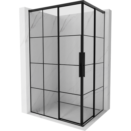 Mexen Rox Двойна плъзгаща душ кабина 120 x 100 см, черна решетка, черна