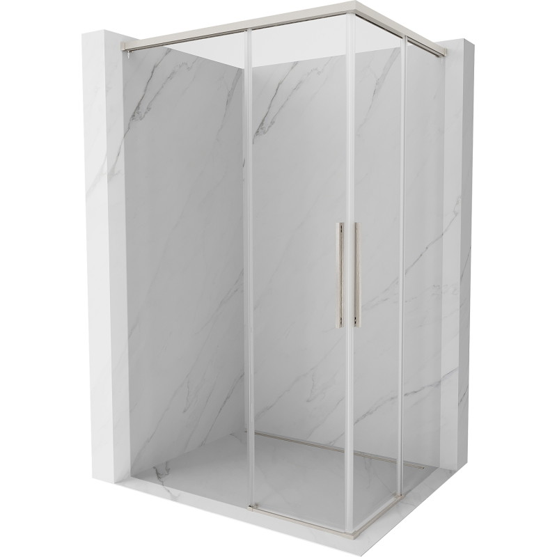 Mexen Rox Разтегателна душ кабина Duo 80 x 75 см, прозрачна, матиран никел