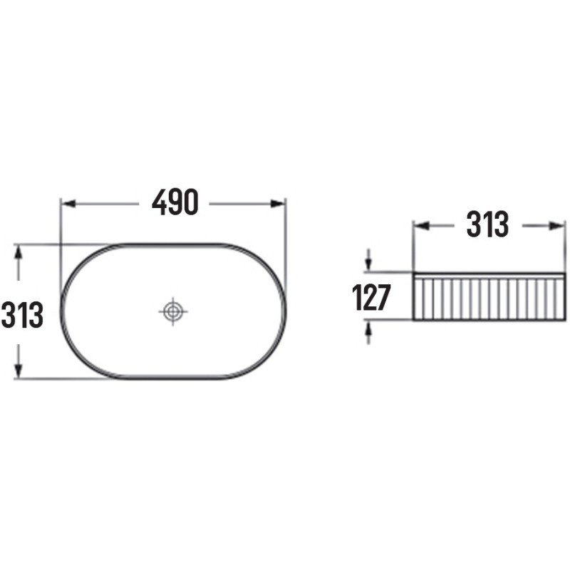 Mexen Grovo умикалка върху плота рифелована 49 x 31 см, бяла - 22304900
