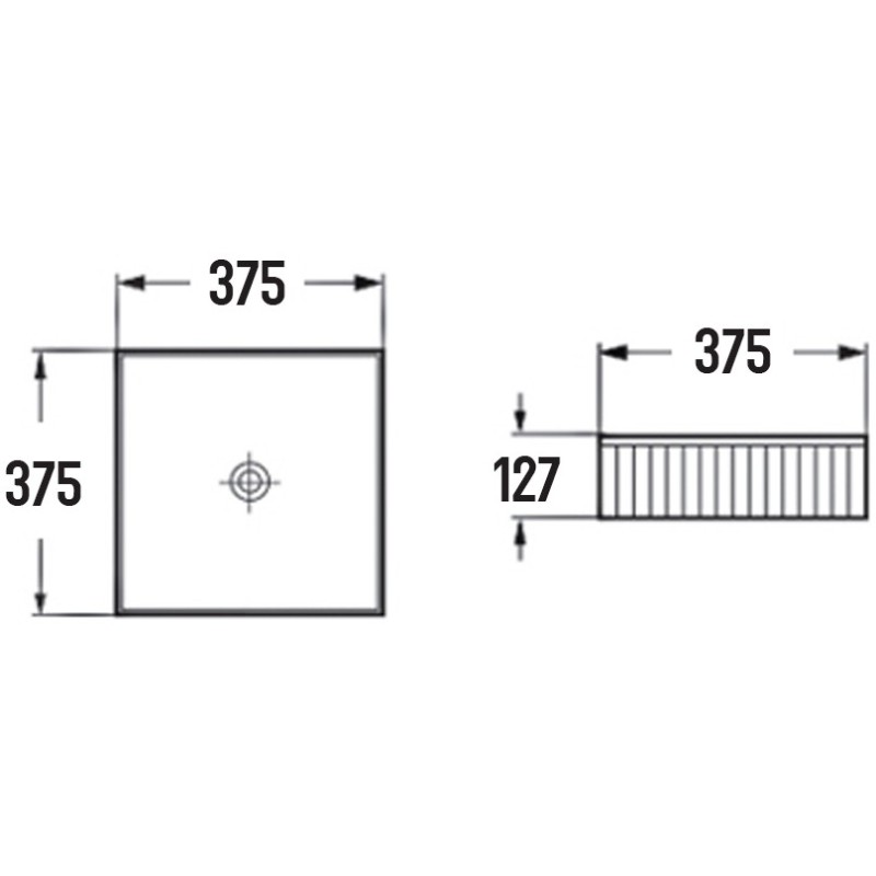 Mexen Grovo умивалник за плот, рифлов с размери 37 x 37 cm, черен мат - 22303785