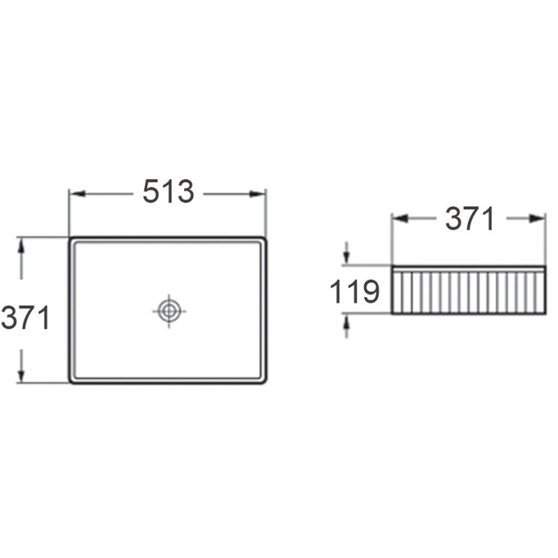 Mexen Grovo умивалник за плот с оребрена повърхност 51 x 37 см, черен мат - 22305185