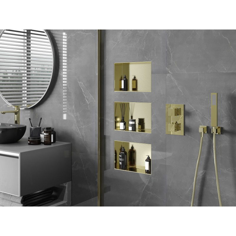 Mexen X-Wall-NR нишева лавица без рамка 30 x 20 см, златиста с матов ефект - 1951302010