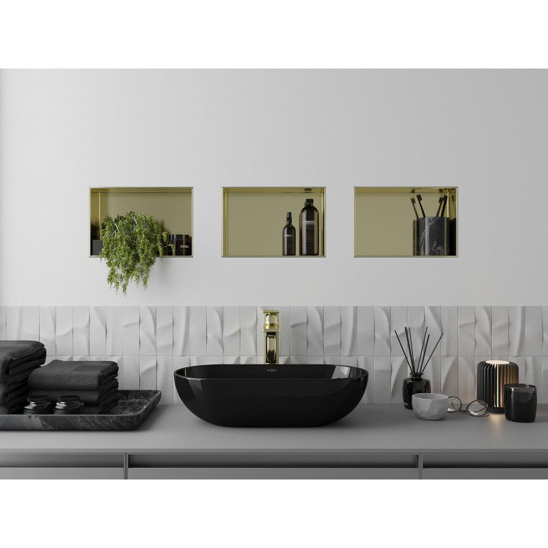 Mexen X-Wall-NR нишева лавица без рамка 30 x 20 см, златиста с матов ефект - 1951302010