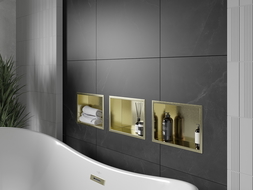 Mexen X-Wall-R вградена полица с фланец 30 x 20 см, златна четка - 1950302010