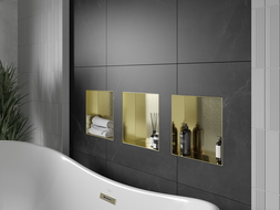 Mexen X-Wall-NR вградена полица без фланец 30 x 30 см, златна четкана - 1951303010