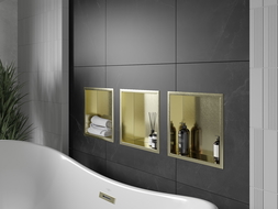 Mexen X-Wall-R нишева полица с яка 30 x 30 см, златисто четкана - 1950303010