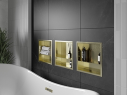 Mexen X-Wall-R стелаж за вграждане с рамка и полица 30 x 30 см, злато матирано - 1950303010S