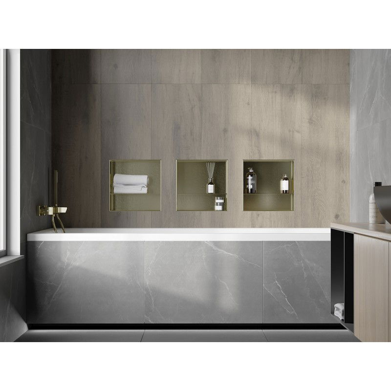 Mexen X-Wall-NR нишева полица без фланец с рафт 30 x 30 см, златиста четкана - 1951303010S